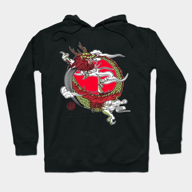 Japanese dragon position ouroboros Hoodie by Ukiyograph